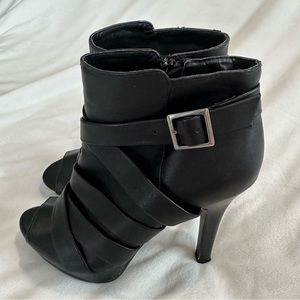 Fioni Peep Toe heeled bootie - 3 inches - Black Sandals